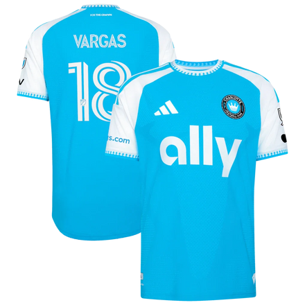 Kerwin Vargas Charlotte FC 2026 Carolina Kit: Crowns Up On-Field Patch Jersey - Blue