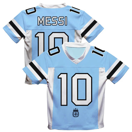 Lionel Messi Argentina National Team Vive La Fete Football Jersey - Light Blue
