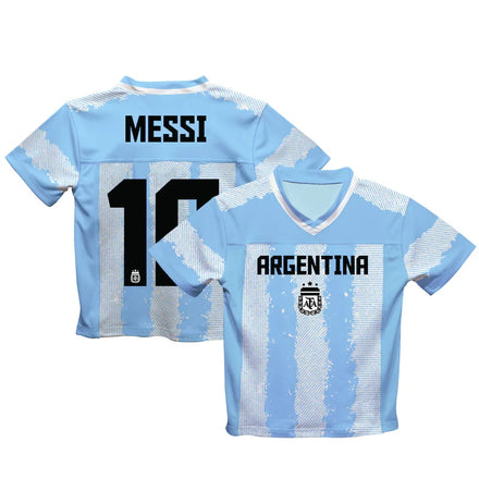 Lionel Messi Argentina National Team Vive La Fete Toddler Painted Stripes Football Jersey - Light Blue