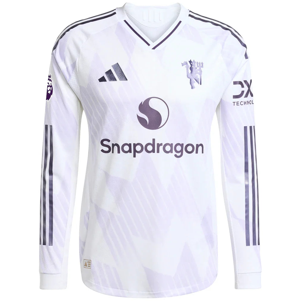 Manchester United adidas 2025/26 Away Authentic Long Sleeve Custom Jersey - White
